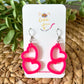 Hot Pink Acrylic Connected Double Heart Earrings: ONLY 2 2-INCH LEFT