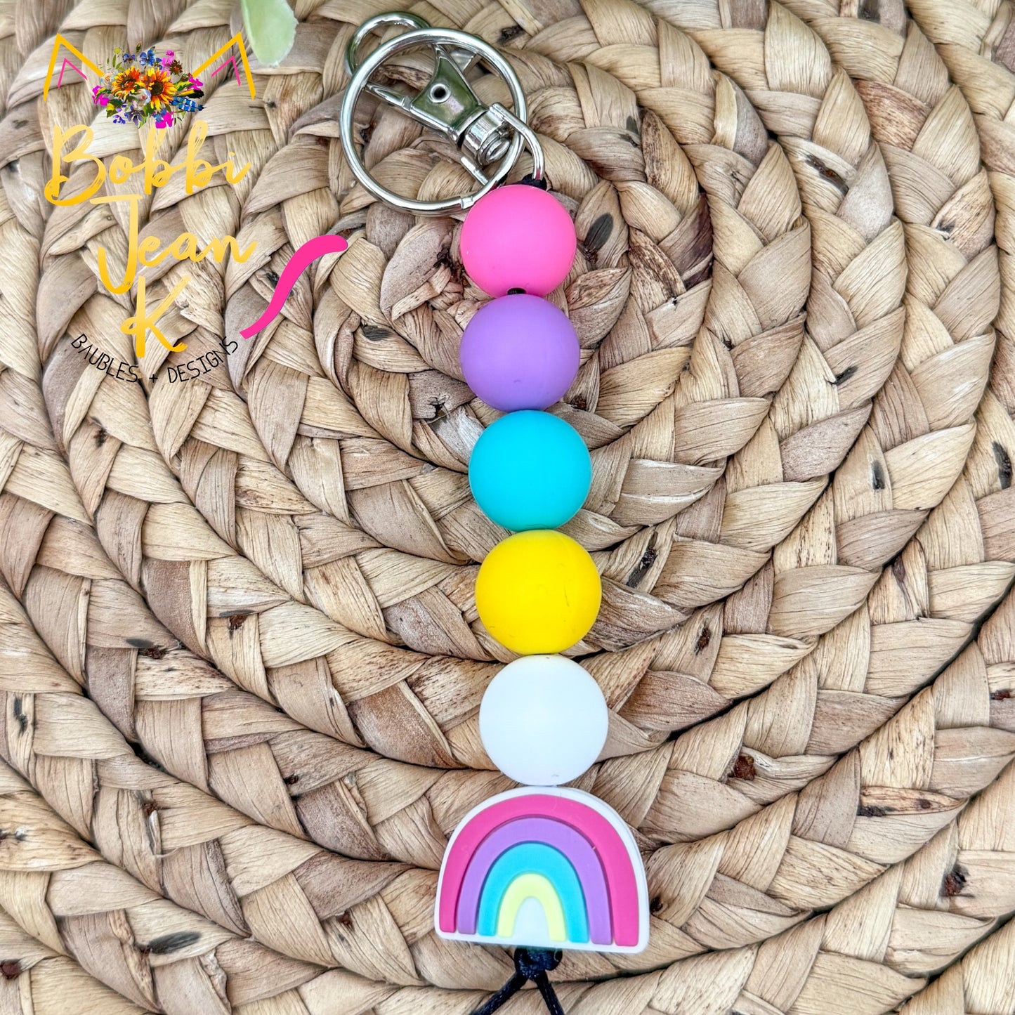 SALE: Bright Rainbow Silicone Beaded Keychain/Bag Charm - ONLY 2 AVAILABLE