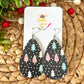 Colorful Trees Tree Shape & Rounded Teardrop Cork on Leather Earrings - LAST CHANCE