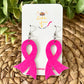 Hot Pink Infused Glitter "Flared" Awareness Ribbon Earrings: Breast Cancer