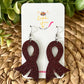 Burgundy Infused Glitter "Flared" Awareness Ribbon Earrings: Multiple Myeloma, Brain Aneurysms