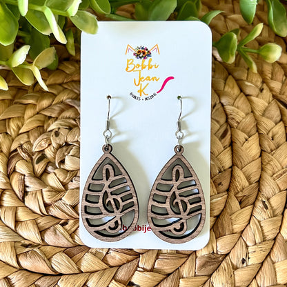 Treble Clef Music Note Earrings: Choose From Acrylic or Wood