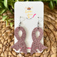 Rose Pink Infused Glitter "Flared" Awareness Ribbon Earrings: Breast Cancer