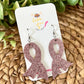 Rose Pink Infused Glitter "Flared" Awareness Ribbon Earrings: Breast Cancer