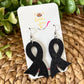 Navy/Dark Blue Infused Glitter "Flared" Awareness Ribbon Earrings: Colon Cancer