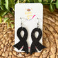 Black Infused Glitter "Flared" Awareness Ribbon Earrings: Melanoma & Skin Cancer