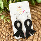 Black Infused Glitter "Flared" Awareness Ribbon Earrings: Melanoma & Skin Cancer