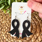 Black Infused Glitter "Flared" Awareness Ribbon Earrings: Melanoma & Skin Cancer