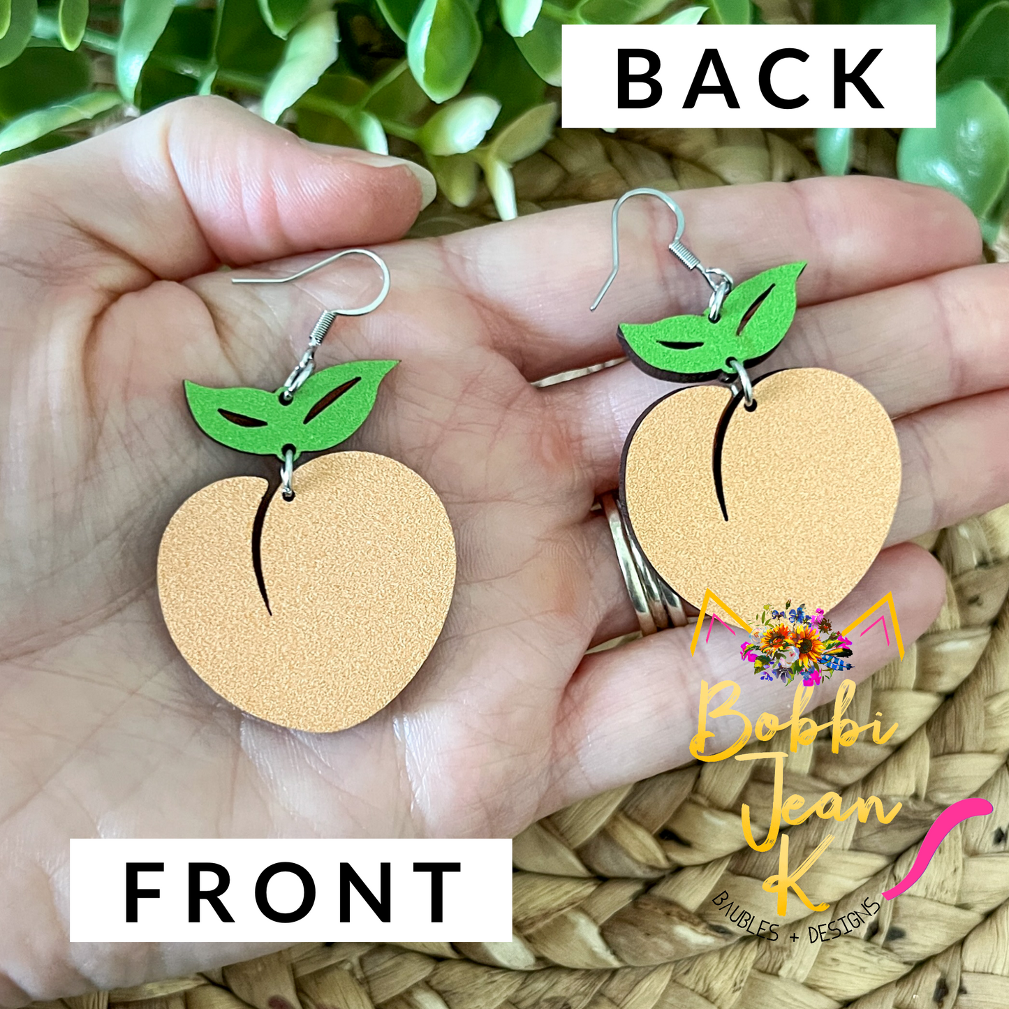 Peach Wood Dangle Earrings