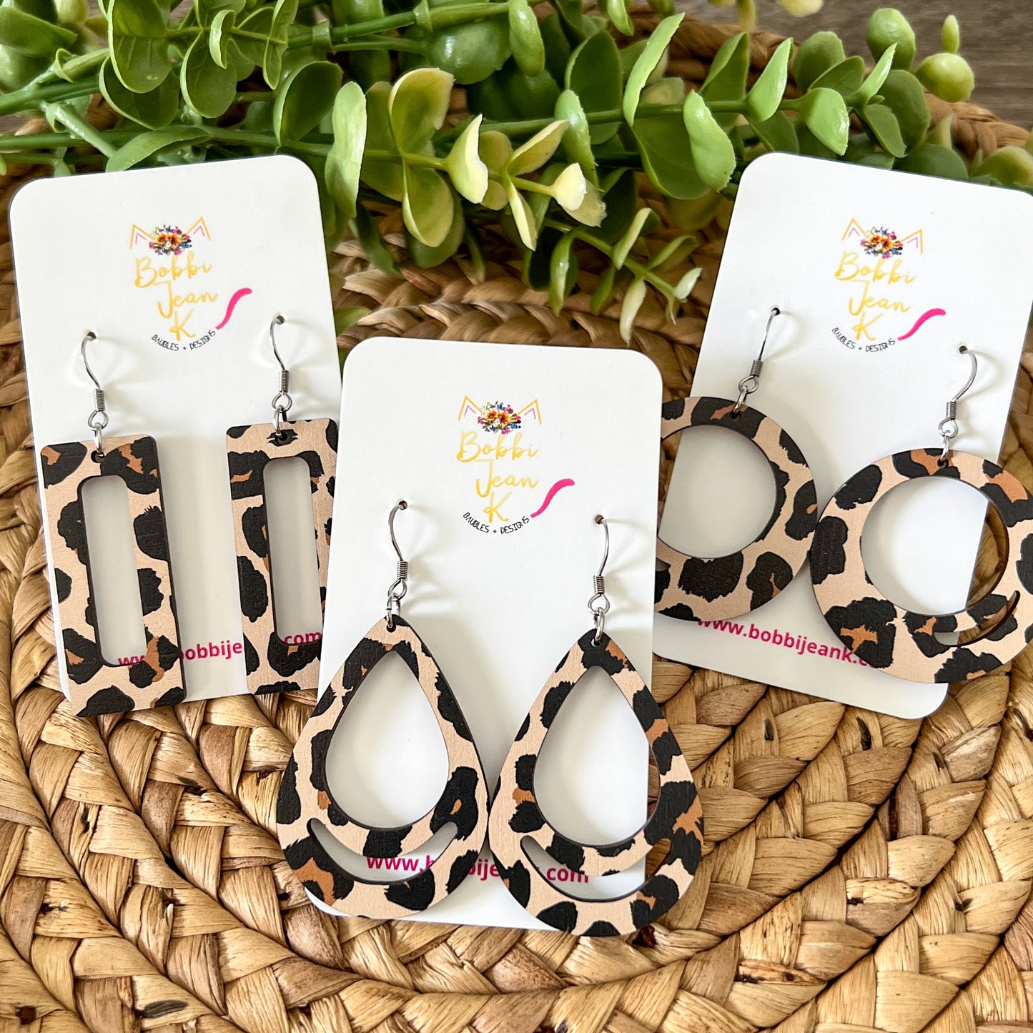 Leopard Wood Earrings: Choose from 3 Styles - LAST CHANCE