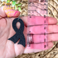 Black Infused Glitter "Flared" Awareness Ribbon Earrings: Melanoma & Skin Cancer