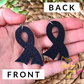 Navy/Dark Blue Infused Glitter "Flared" Awareness Ribbon Earrings: Colon Cancer