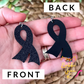 Black Infused Glitter "Flared" Awareness Ribbon Earrings: Melanoma & Skin Cancer