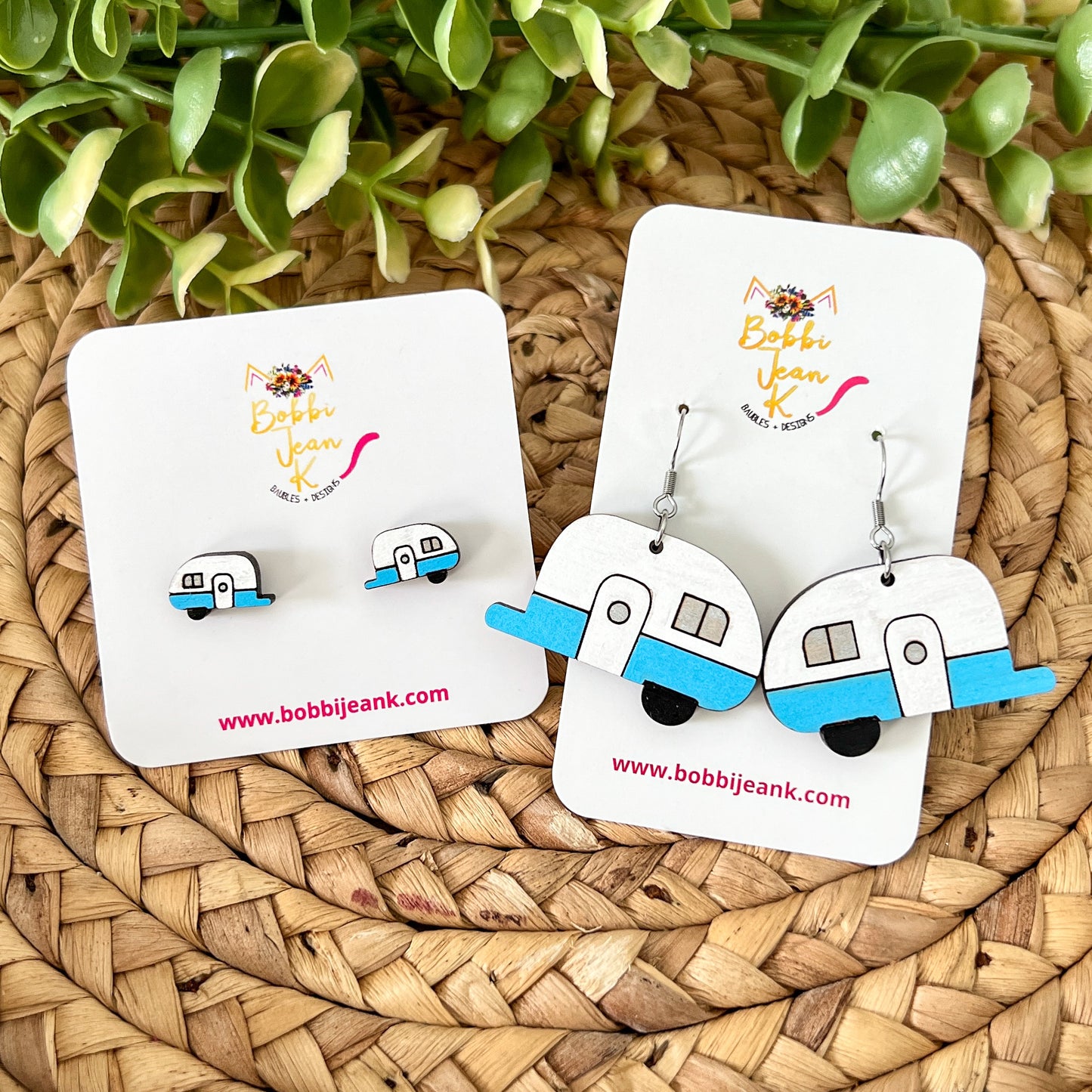 Camper Hand Painted Wood Studs: Choose From 2 Colors