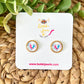 Baby Feet Glass Studs 12mm: OPEN ITEM TO CHOOSE SILVER OR GOLD SETTINGS