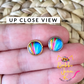 Rainbow Swirl 8mm Glass Studs: Choose Silver or Gold Settings