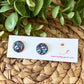 Red/Blue/Silver Glitter Studs 12mm: Choose Silver or Gold Settings