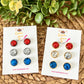 Red/Silver/Blue Glitter Studs 12mm: Choose Silver or Gold Settings