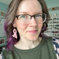 Pink Multi Chunky Glitter "Flared" Awareness Ribbon Earrings