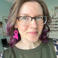 Black Infused Glitter "Flared" Awareness Ribbon Earrings: Melanoma & Skin Cancer