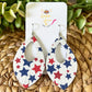 Red & Blue Star Leather Earrings: Choose from 2 Styles - LAST CHANCE