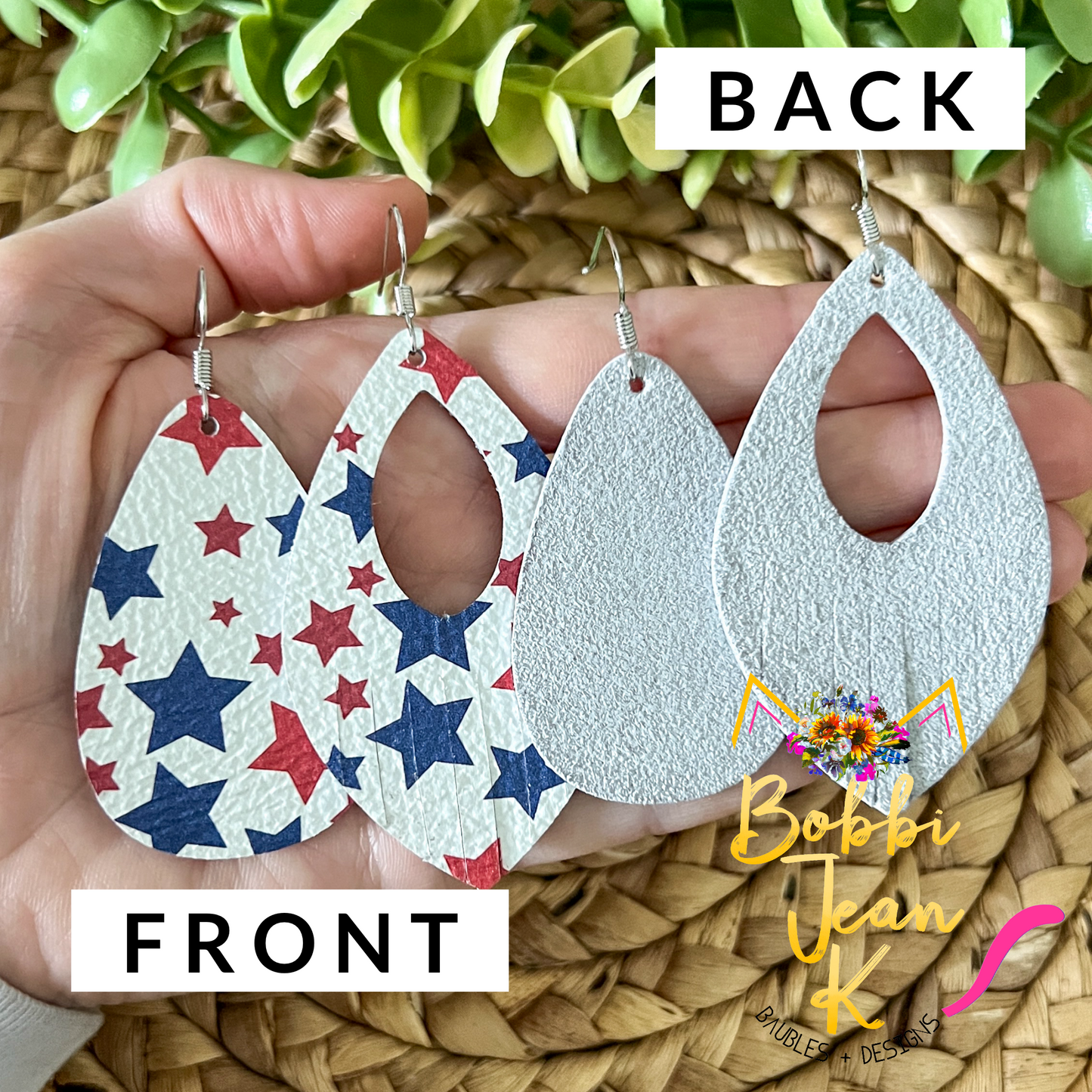 Red & Blue Star Leather Earrings: Choose from 2 Styles - LAST CHANCE