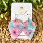 Infused Glitter Floral Printed Inverted Teardrop Leather Earrings - LAST CHANCE