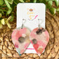Infused Glitter Pink & Green Inverted Teardrop Leather Earrings - LAST CHANCE
