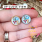 Holiday Love Glass Studs 12mm: Choose Silver or Gold Settings