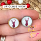 Plaid Deer Glass Studs 12mm: OPEN ITEM TO CHOOSE SILVER OR GOLD SETTINGS