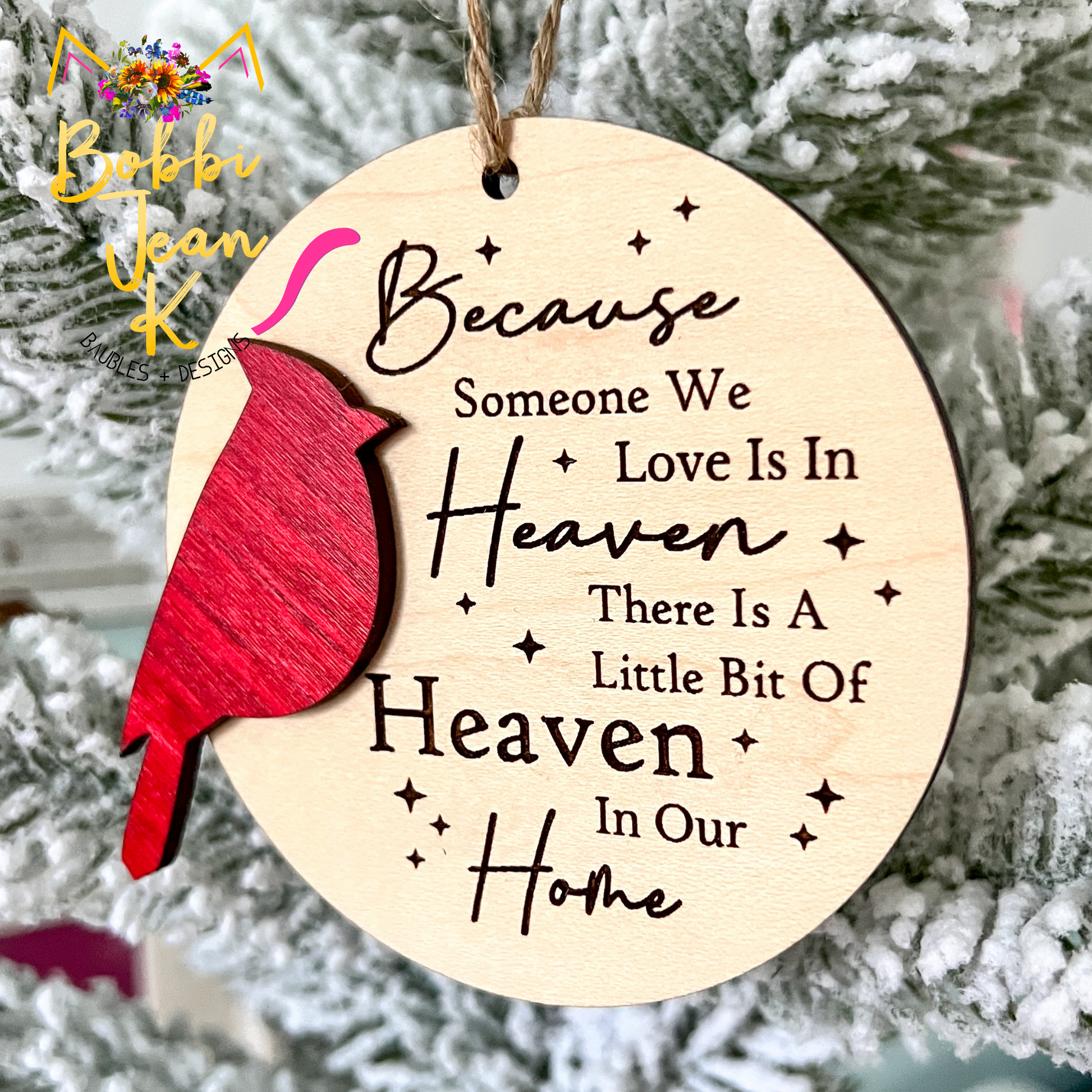 Home & Living :: Home Decor :: Ornaments :: Cardinal Heart Memorial Wood  Christmas Ornament