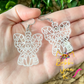 Miss Snow Angel Clear Acrylic Engraved Earrings