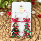 Holiday Cheer Glittered Acrylic Traditional Tree Earrings: Choose from 3 Bow Color Options