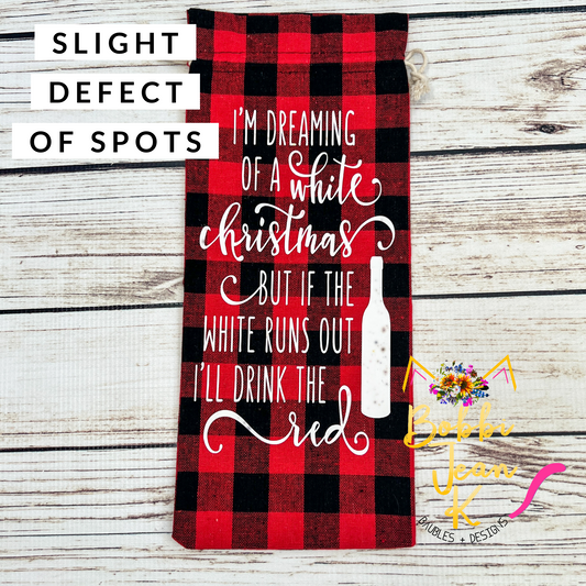 SALE: I'm Dreaming of a White Christmas Wine Gift Bag - Red Plaid (SLIGHT DEFECT)