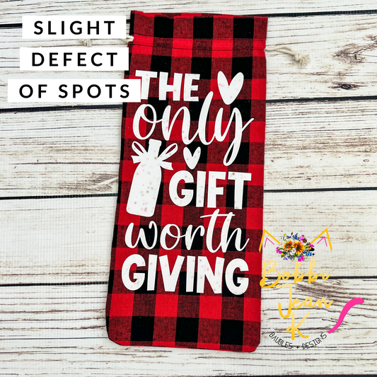 SALE: The Only Gift Worth Giving Wine Gift Bag - Red Plaid (SLIGHT DEFECT)