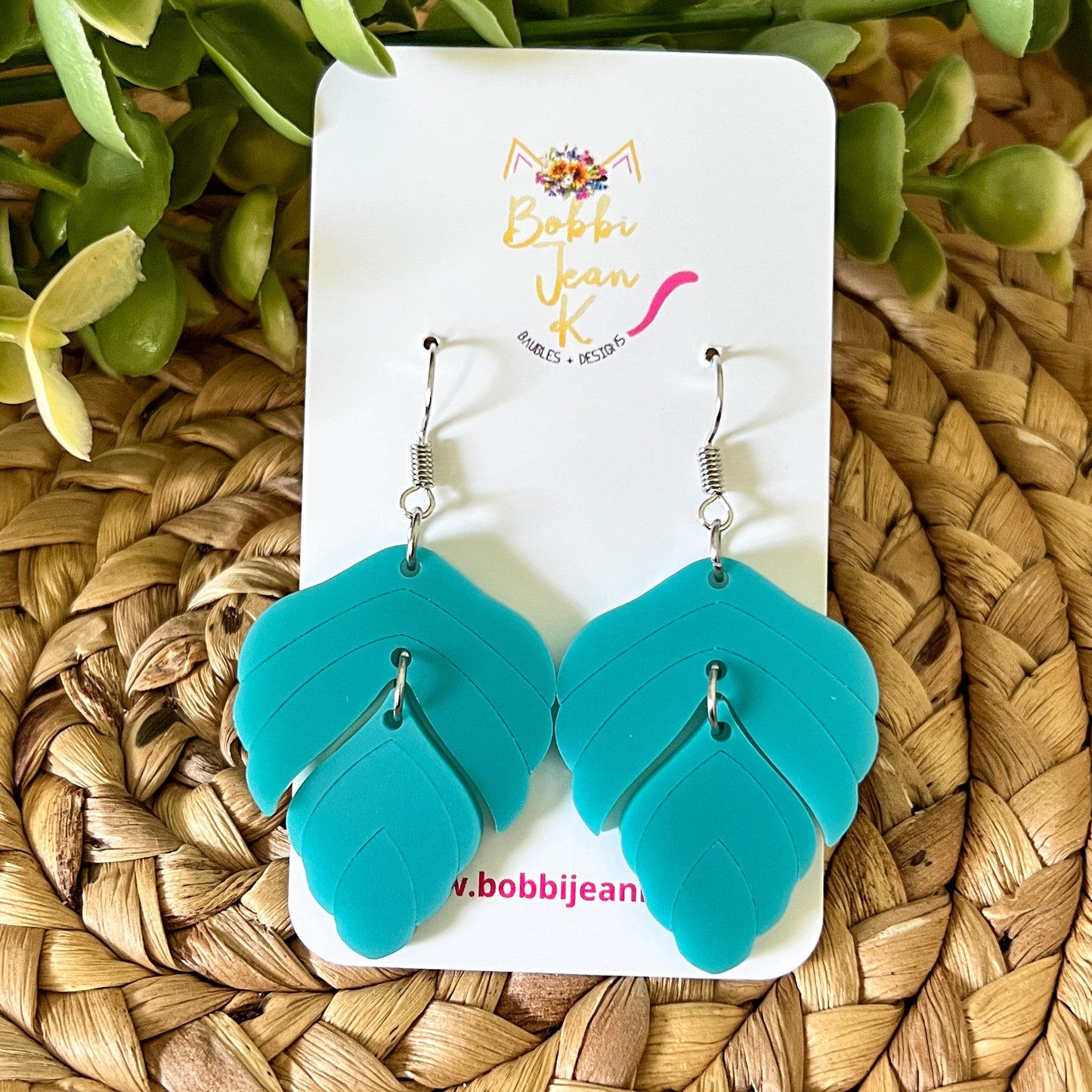 Foliage Dangle Acrylic Earrings: Choose From 3 Color Options