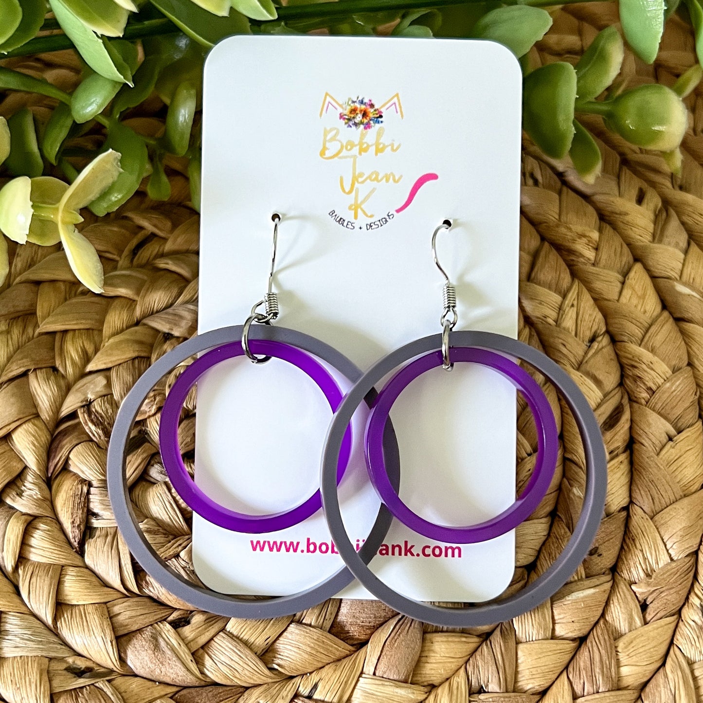 SALE: 1.75 Inch Purple Acrylic Hoop Style Earrings - ONLY ONE LEFT