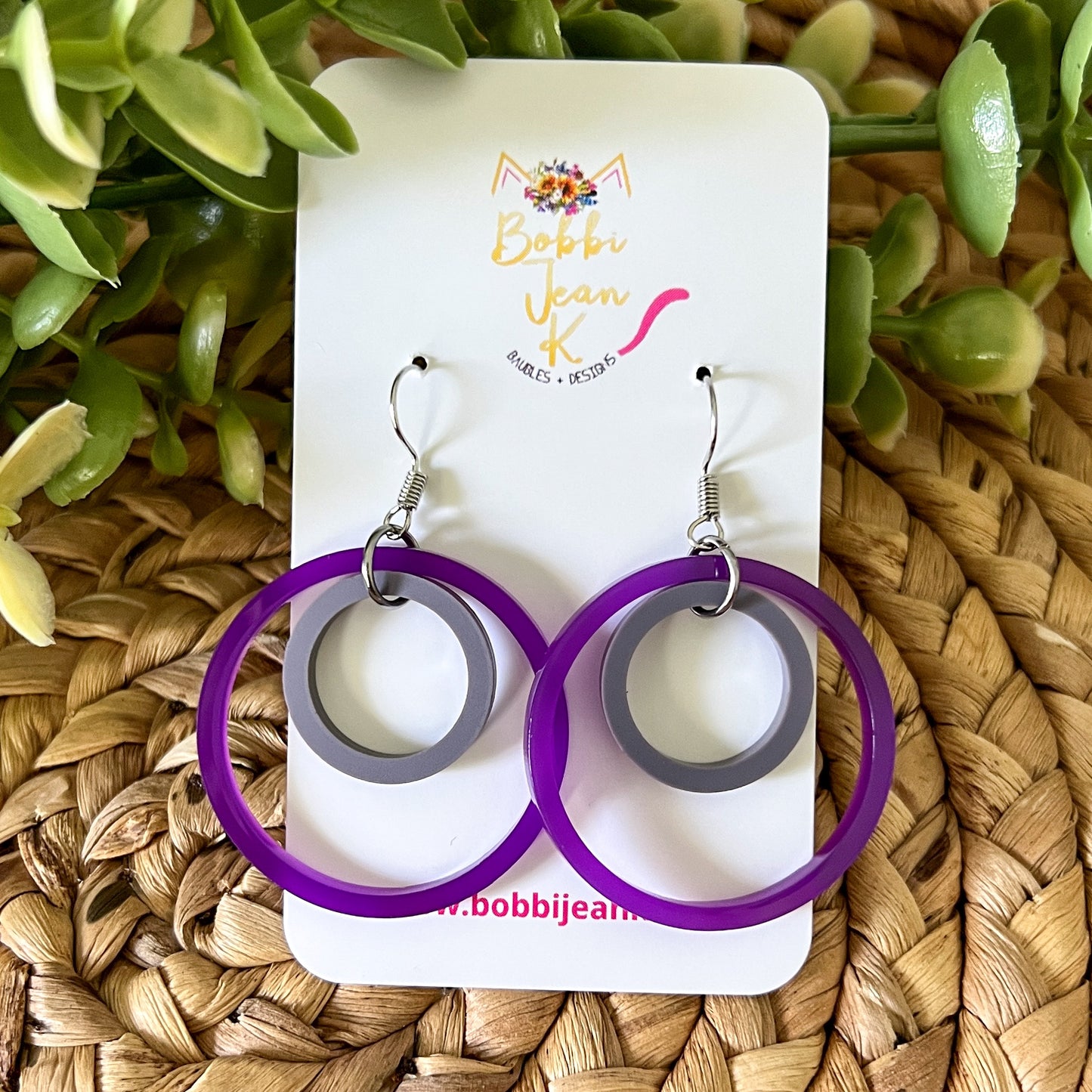 SALE: 1.5 Inch Purple Acrylic Hoop Style Earrings - ONLY ONE LEFT