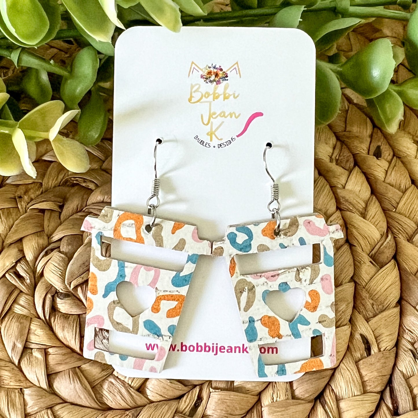 Colorful Leopard Cork on Leather Earrings: Choose From 2 Styles - LAST CHANCE