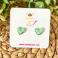 Mint Green Rimmed Clay Heart Studs: Choose Silver or Gold Rim - LAST CHANCE