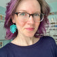 Blue-Green "Chunky" Glitter Leather Earrings: Choose From 2 Styles