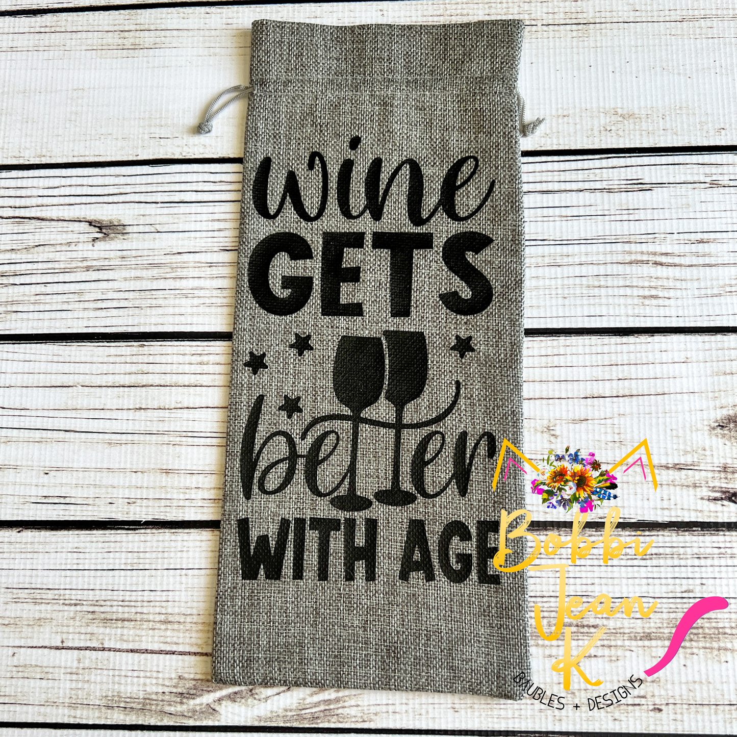 Wine Gift Bag: Wine Gets Better With Age - Gray