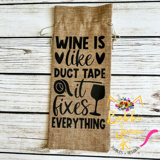 Wine Gift Bag: Wine is Like Duct Tape It Fixes Everything - Natural