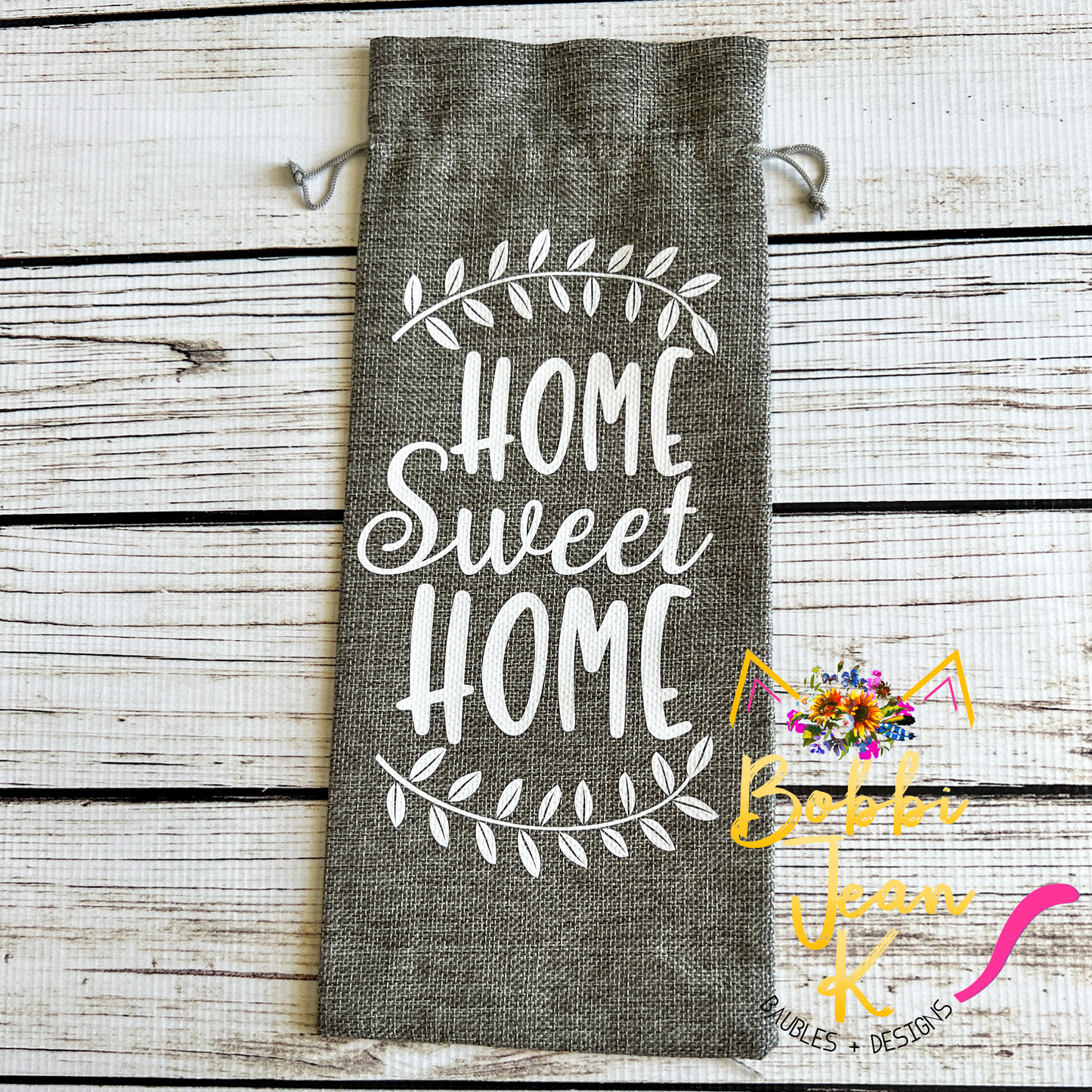 Wine Gift Bag: Home Sweet Home - Gray
