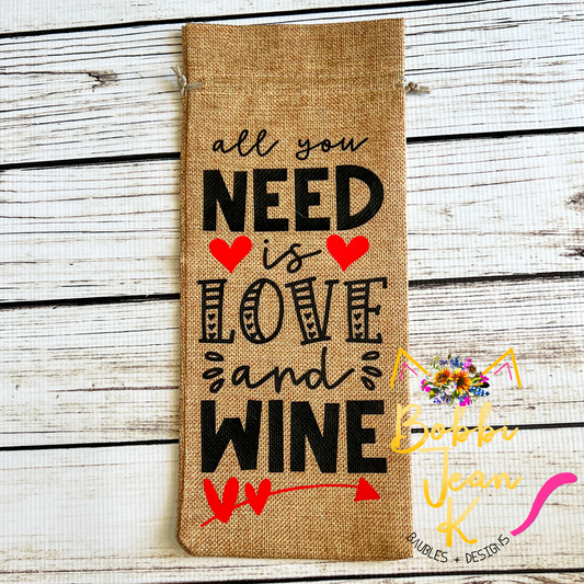 Wine Gift Bag: All You Need is Love and Wine - Natural
