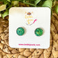 Green Faux Druzy Studs 12mm: Choose Silver or Gold Settings