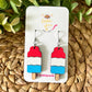 Hand Painted Patriotic Wood Popsicle Earrings: Choose From Dangle or Stud