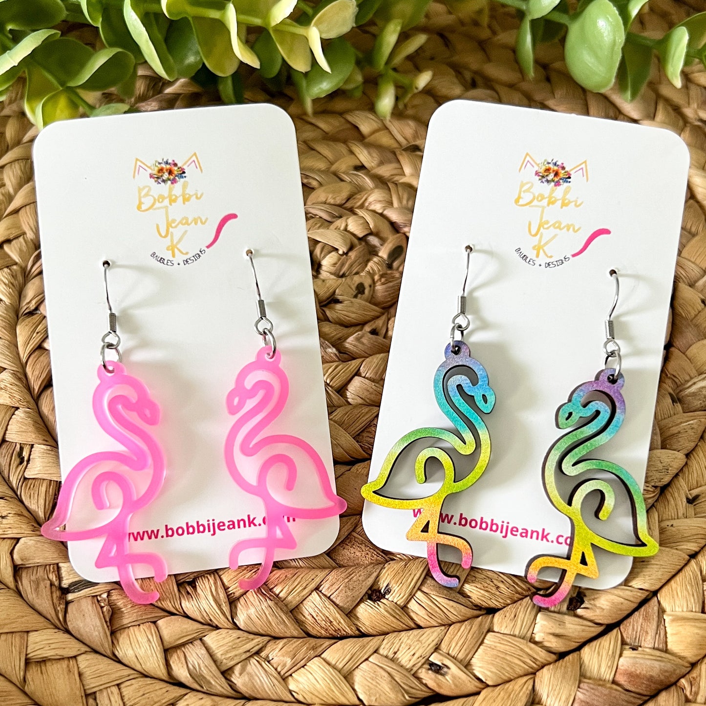 Fancy Flamingo Earrings: Choose From Acrylic or Wood Designs