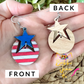Hand Painted Rustic Star & Stripes Connected Wood Dangles