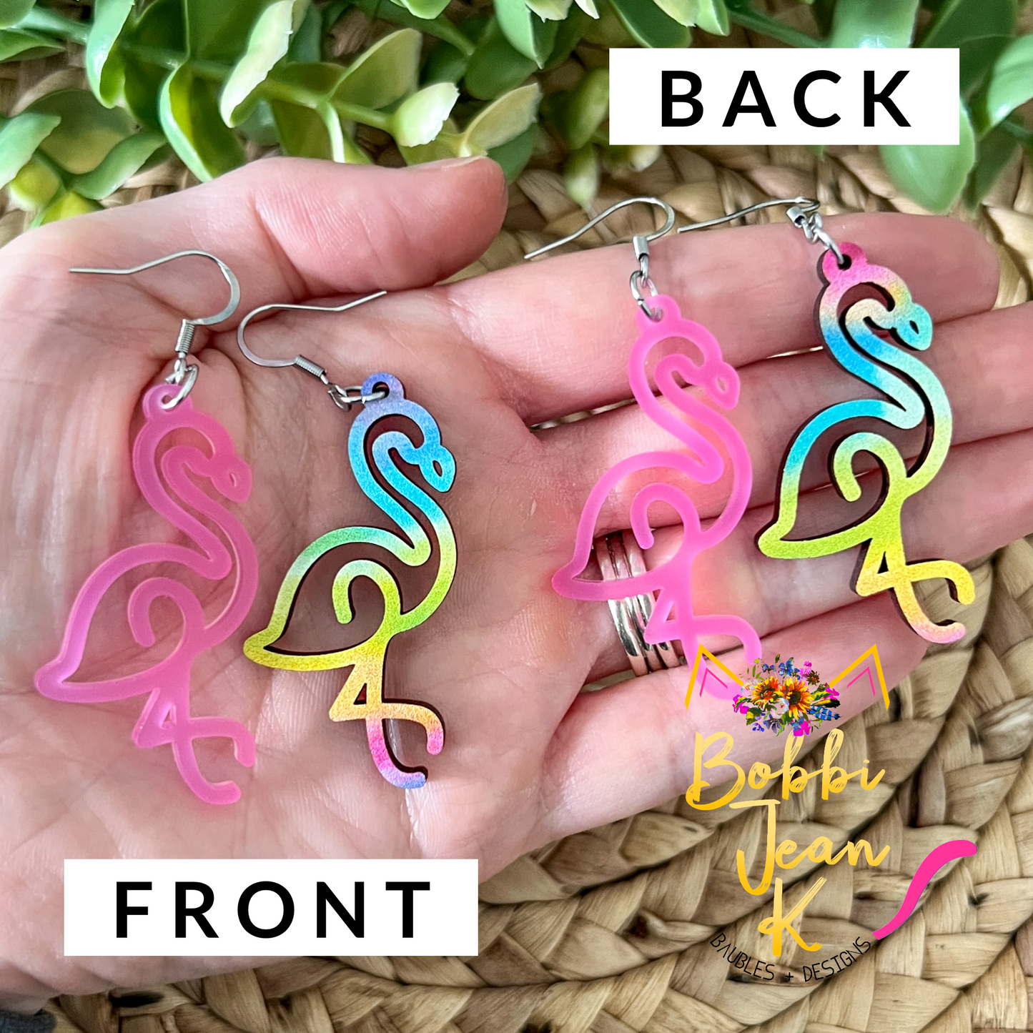 Fancy Flamingo Earrings: Choose From Acrylic or Wood Designs